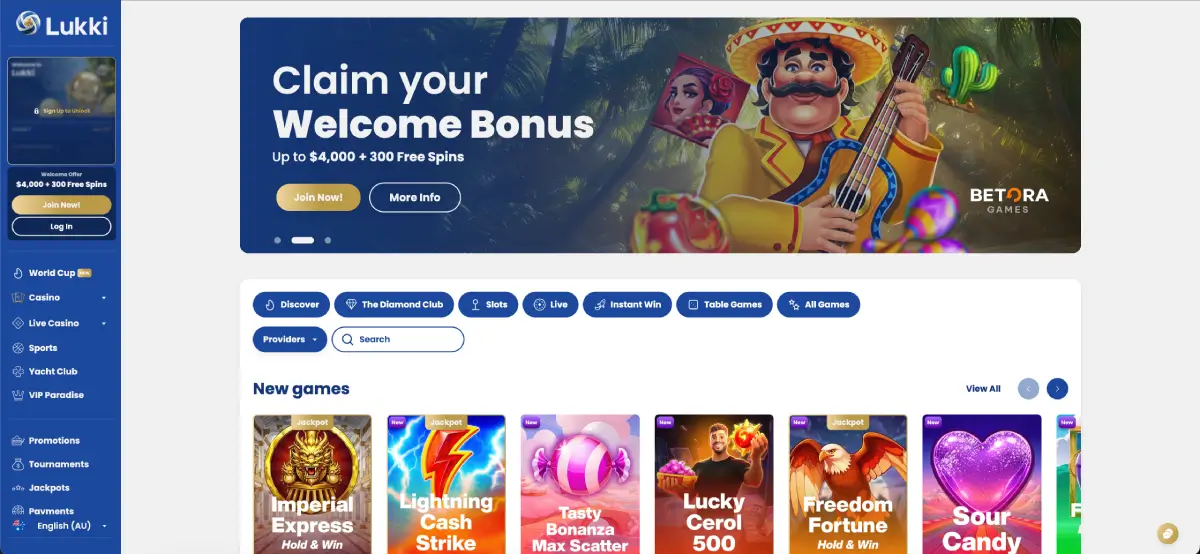 Lukki casino interface